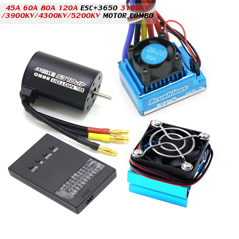 RC Motor 3650 3100KV / 3900KV / 4300KV / 5200KV Brushless Motor & 45A 60A 80A 120A ESC Combo for 1/ 8 1/10 RC Car RC Boat Part