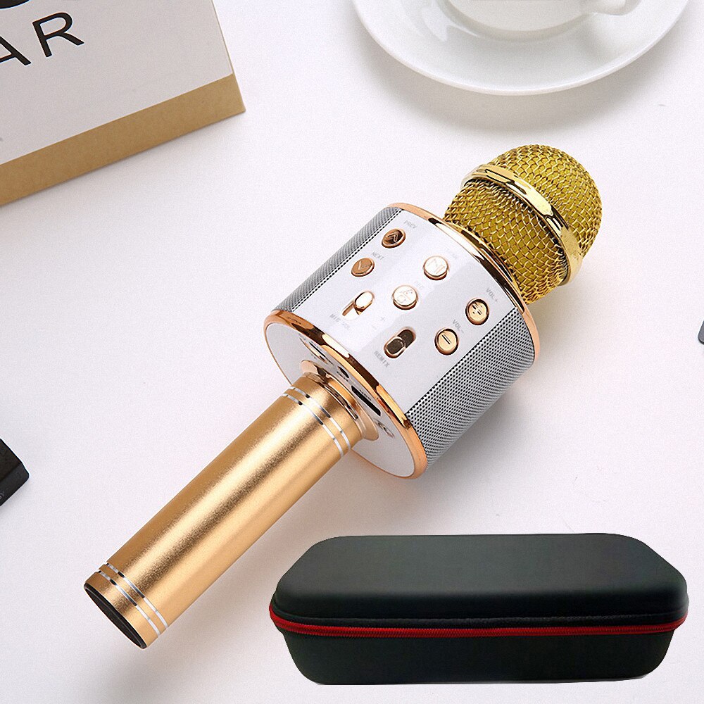 Ws858 Professionele Draadloze Karaoke Microfoon Luidspreker Condensor Microfono Met Bag Bluetooth Radio Studio Record Mic Pk Ws-858: box-858-gold