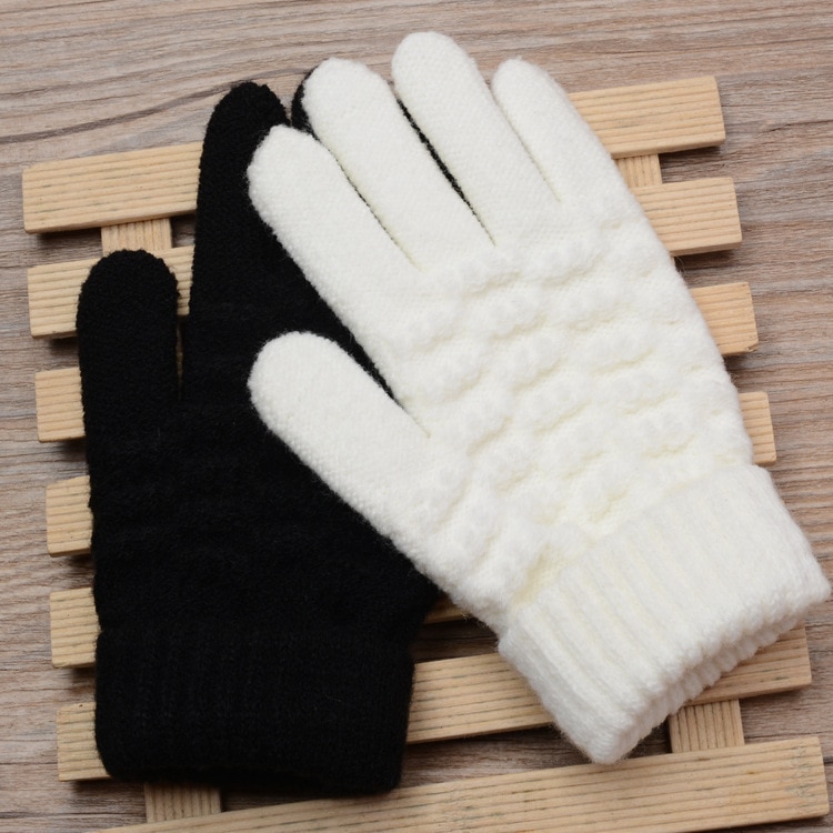 Kvinnor män varma vinter pekskärmshandskar stretch stickade vantar ull helfinger guantes kvinnlig virkhandske