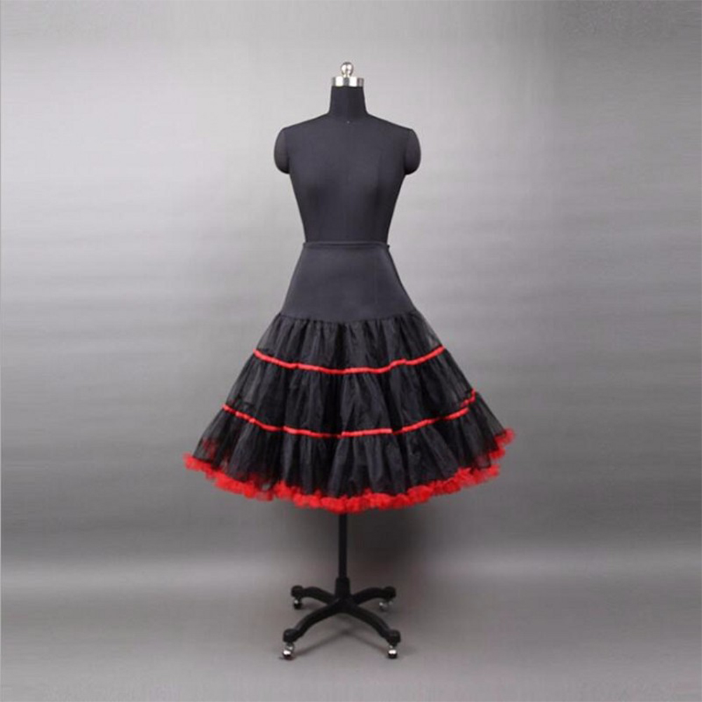 Crinoline Tulle Petticoat Short Woman Red Black Petticoat Girl Skirt Underskirt Kinderen Jupon: Black and Red