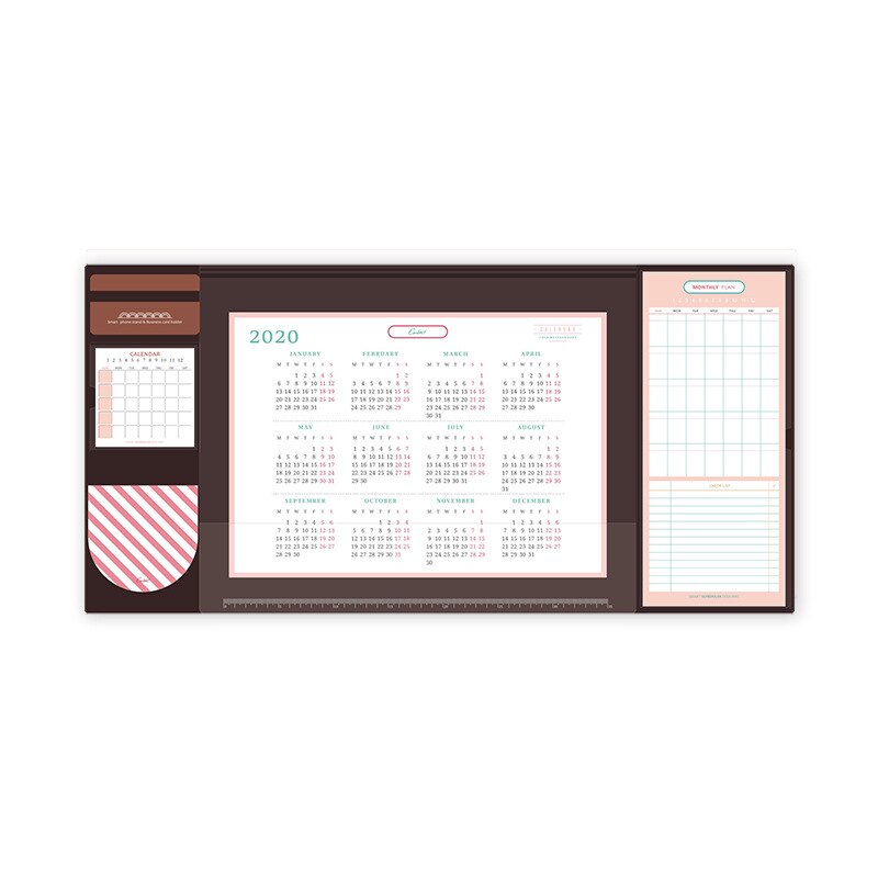 Multifunctional Oversized Pu Mouse Pad Student Writing Pad Business Desk Mat Cell PhoneCushion Desk Organizer with Calendar: Auburn