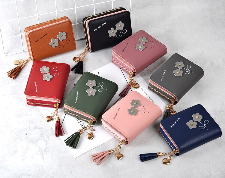 Women Wallets Brand Candy Colors Lady Purses Flower Clutch Zipper Coin Purse Wallet Cards ID Bag Woman Moneybag