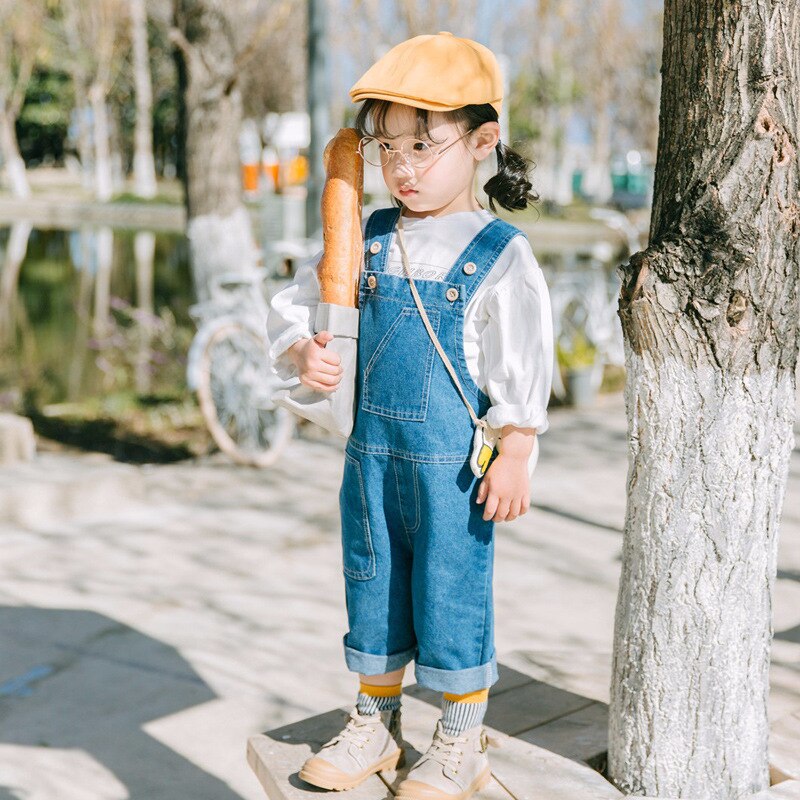 Jeans voor jongens kindertrainingspakken lente zomer jumpsuit voor meisjes overalls voor kinderen kinderbroek met wijde pijpen van katoen casual
