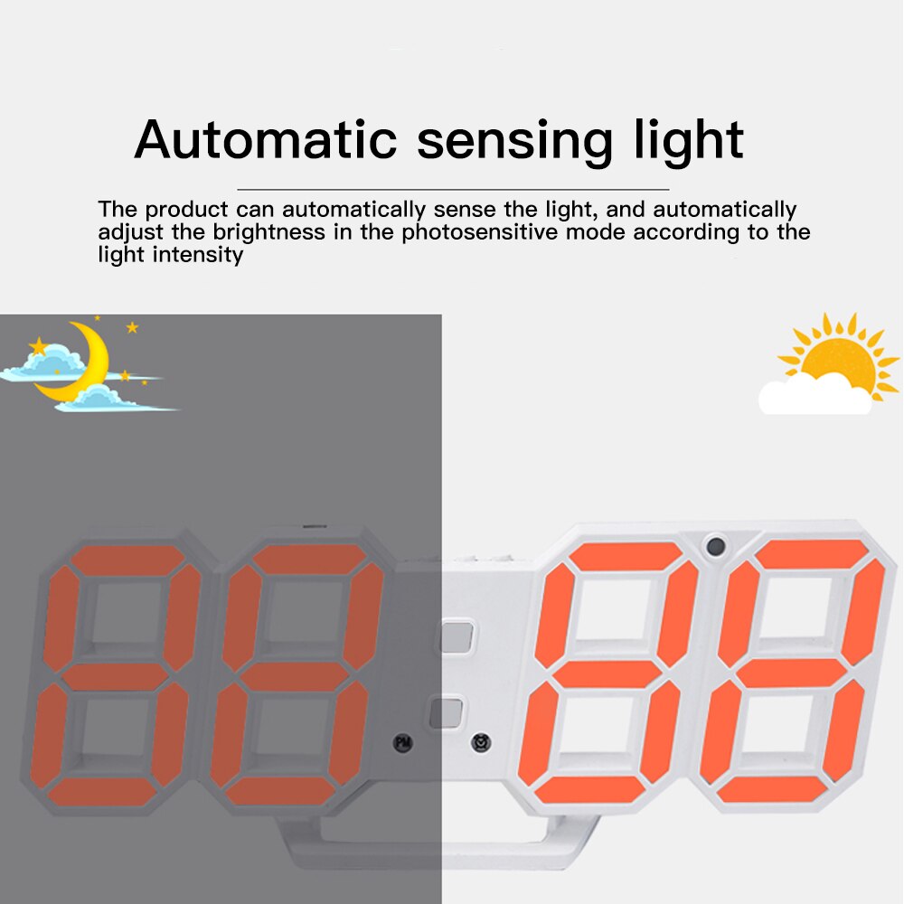Ledet klokke alarm elektroniske digitale klokker usb frakt vegghengende 3d hjem soveromsdekorasjon kontorbord skrivebordsklokke