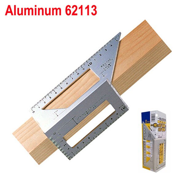 Japanse Aluminium Vierkante Hoek Heerser 45 Graden 90 Graden Gauge Gradenboog Voor Multifunctionele Timmerman Houtbewerking Tool: Aluminum 62113