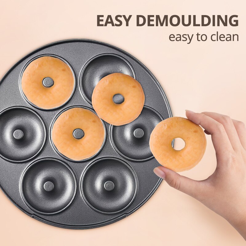 750W Doughnut Machine Home DIY Donut Maker Party Dessert Bakeware Electric Baking Pan Non-stick Double-sided Heating 220V