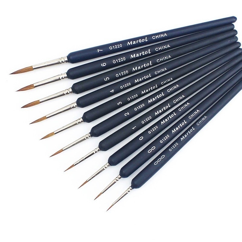 10 Stks/set Kwast Set Premium Professionele Marterhaar Art Nail Schilderij Tekening Brush Pen Haak Lijn Pen Art levert