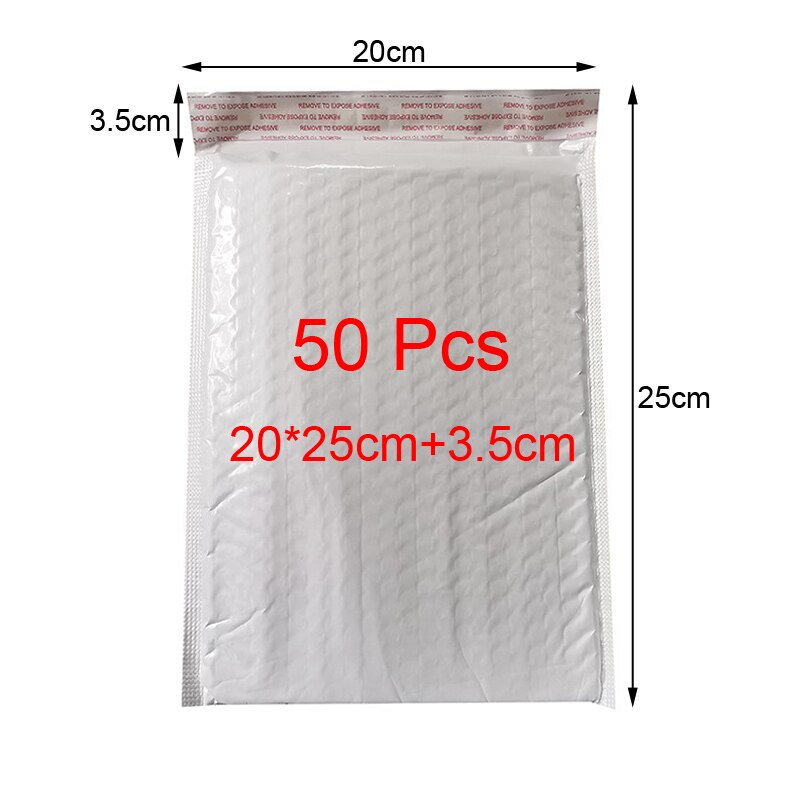 50 Pcs White Foam Envelope Bags Self Seal Mailers Padded Envelopes With Bubble Mailing Bag Packages Bag: 50 Pcs 20x25cm