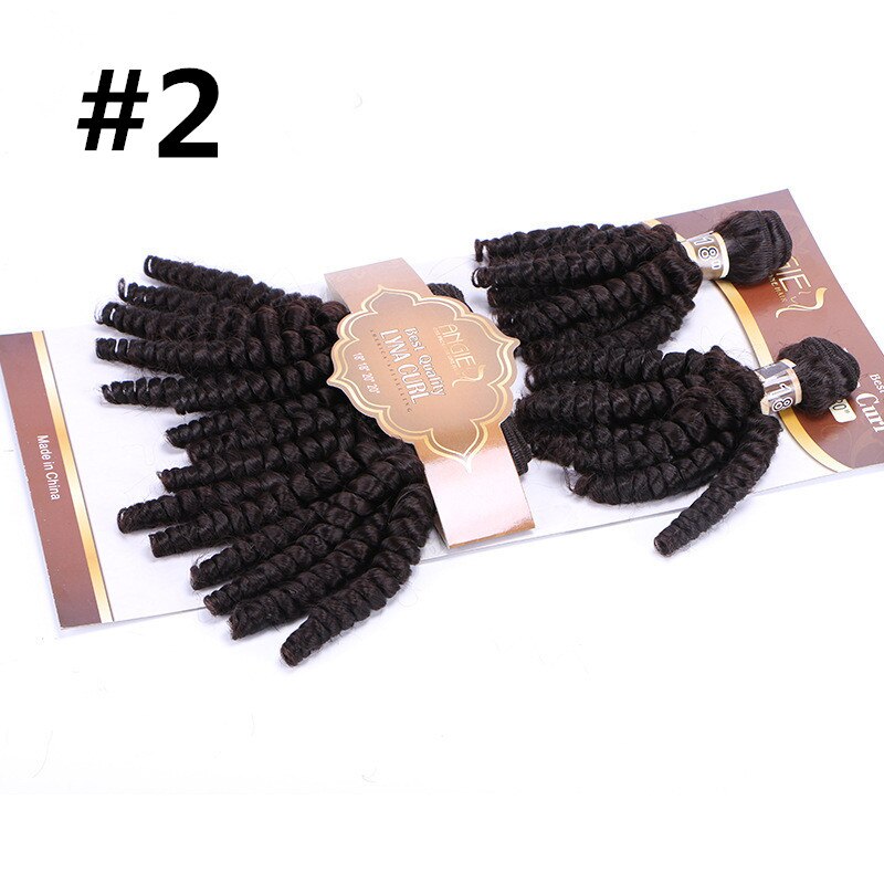Eunice HAIR Synthetic Weave Funmi Curly Hair Bundles 4Pieces One Set Natural Soft Ombre Brown 18-20 inch Hair Extensions 200Gram: #2