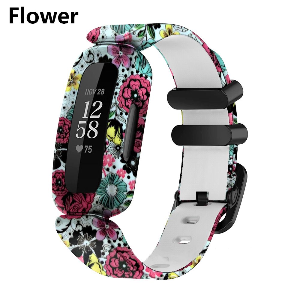 Wrist Strap Silicone Bracelet For Fitbit Ace 3/inspire 2 Smart Watch Band Bracelet Replacement Kids Wristband Watchbands: flowers