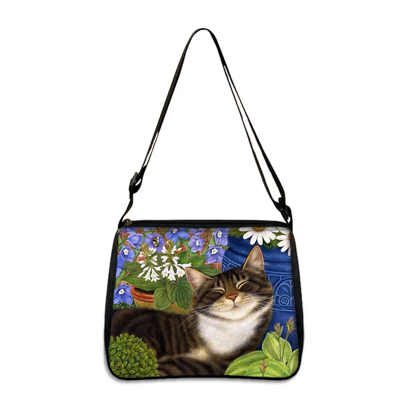 Bolso de mano con dibujo de gato para mujer, bolsa con estampado de Gatito Travieso, longitud ajustable, de almacenamiento, ideal para