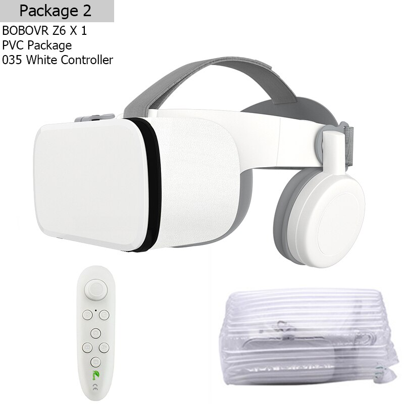 BOBOVR Z6 Virtual Reality Helmet Mobile 3D Glasses Google Cardboard VR Headset for 4.7-6.2 Inch Cell Phone: Z6 PVC with 035W