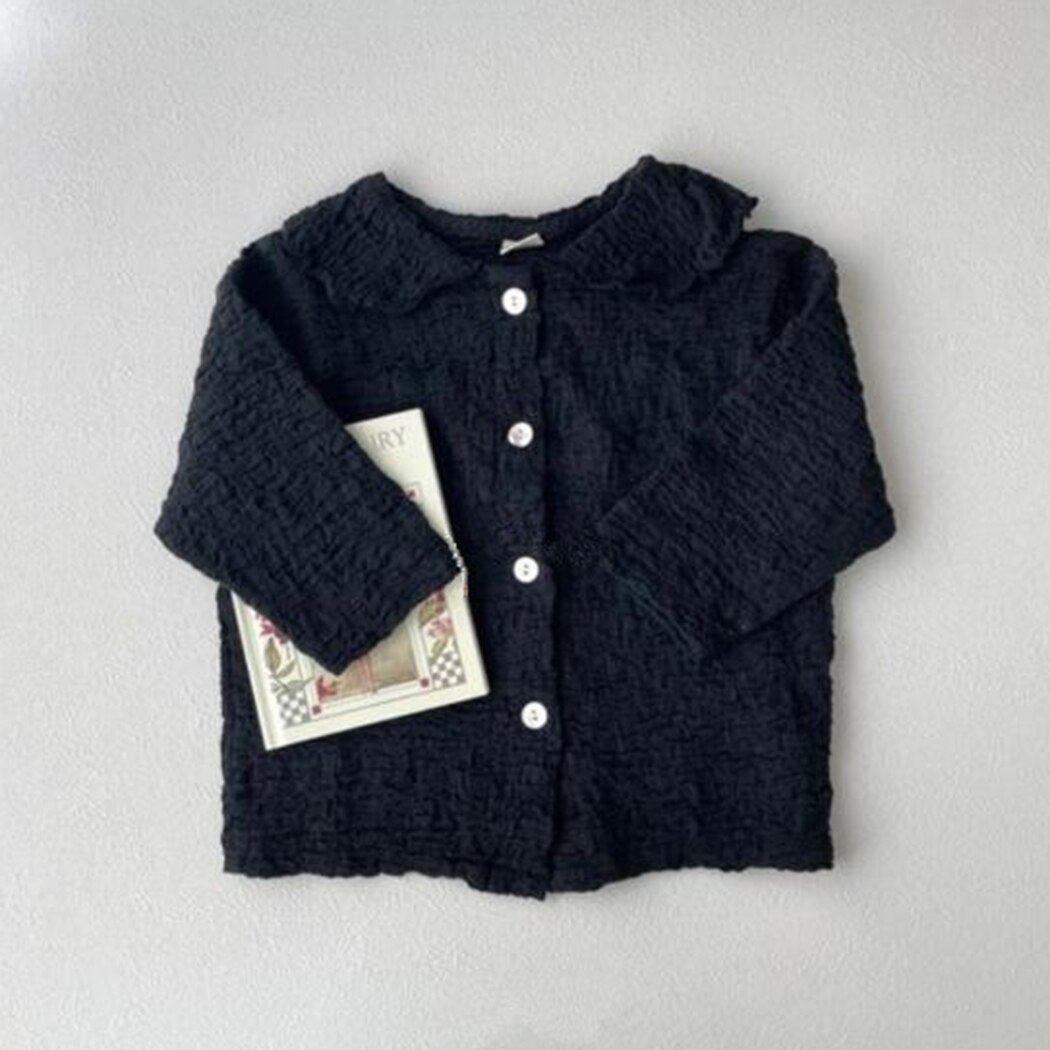 Colletto a petalo Vintage ▾ neonato camicetta primavera manica lunga camicia per bambini giacche per abbigliamento bambino capispalla per bambini roba per bambini: nero / 18-24Months  90