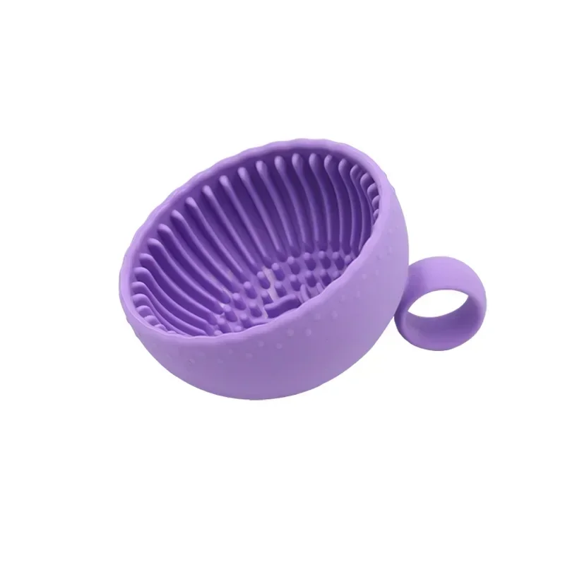 Silicone Makeup Brush Cleaner Folding Powder Puff Cleaning Bowl Eyeshadow Brushes Washing Soft Mat Beauty Tools Scrubber Box: Khaki