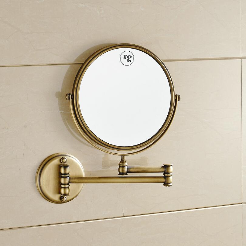 Rose guld / guld / antik / krom / sort olie børstet messing væg makeup spejl 8 tommer badeværelse spejl dekorative dressing spejle: Antik