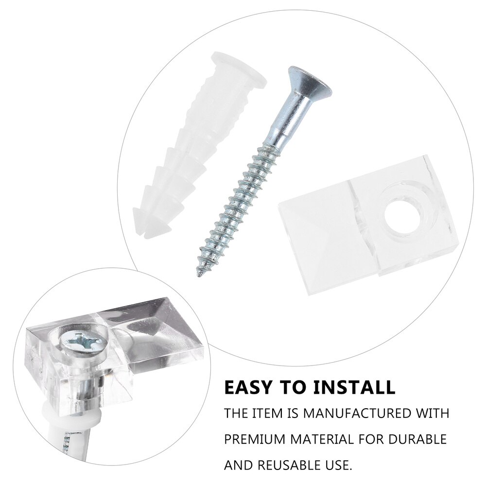 20 Sets of Mirror Fixing Clips Easily Installation Fastener Attaching Clamp