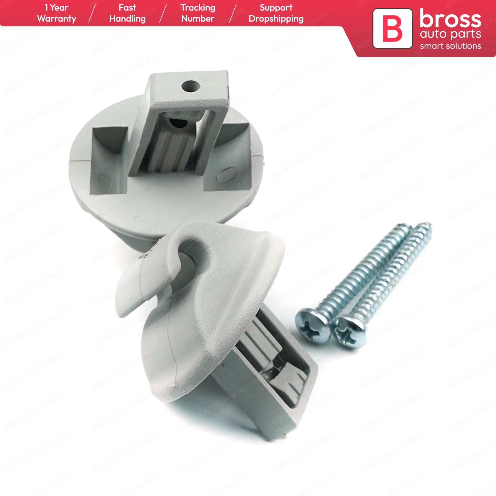 BCF5010 – Clip de pare-soleil gris 2 pièces, pour Renault Megane Scenic Laguna Twingo Modus Espace Vel satiné Trafic Kangoo