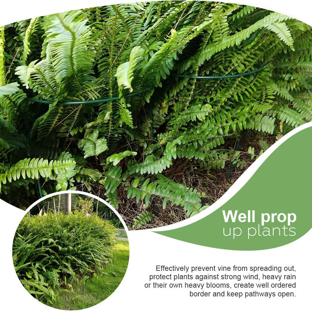 8pcs Flowers Vine Plant Support Stake Garden Stakes Plant Ring Border Support Green Plant Cage Supports Lily Peony Orchid