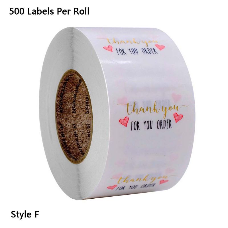 500 Uds./rollo redondo transparente gracias por su pedido Paquete de pegatinas sello etiqueta hecho a mano tarjeta Scrapbooking Decoración: 5AC703779-F