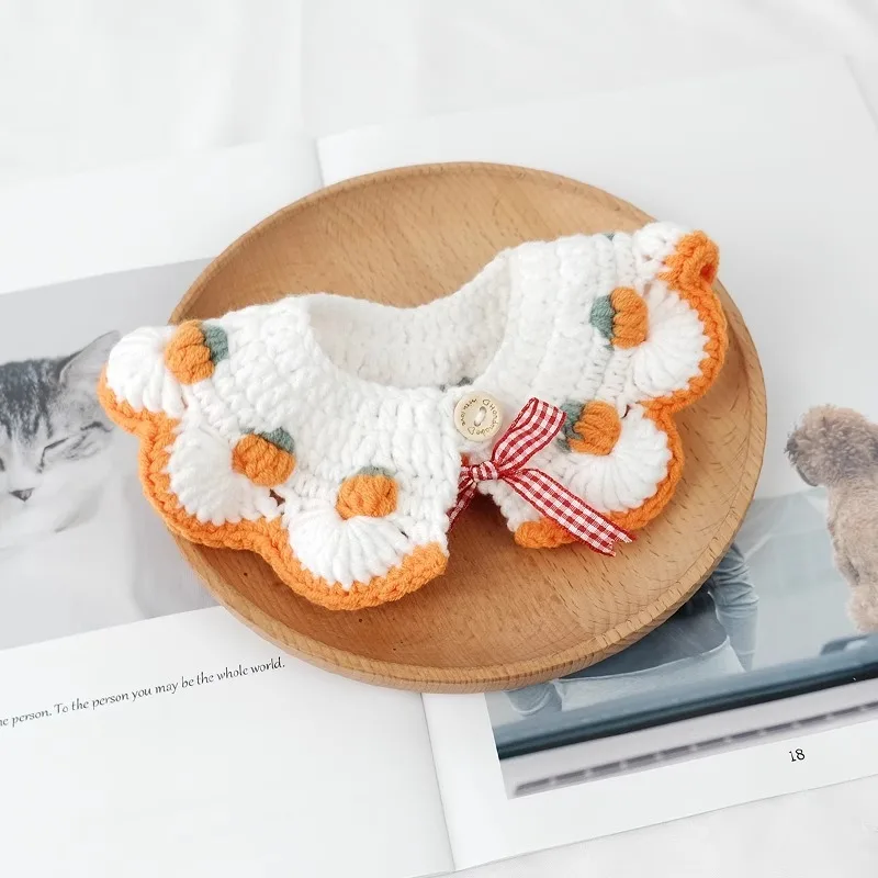 Handgeweven kattenaardbeikhalsband Handgebreide kleine hondenhalsband Slab Geschikt voor huisdierfotografie: M / green