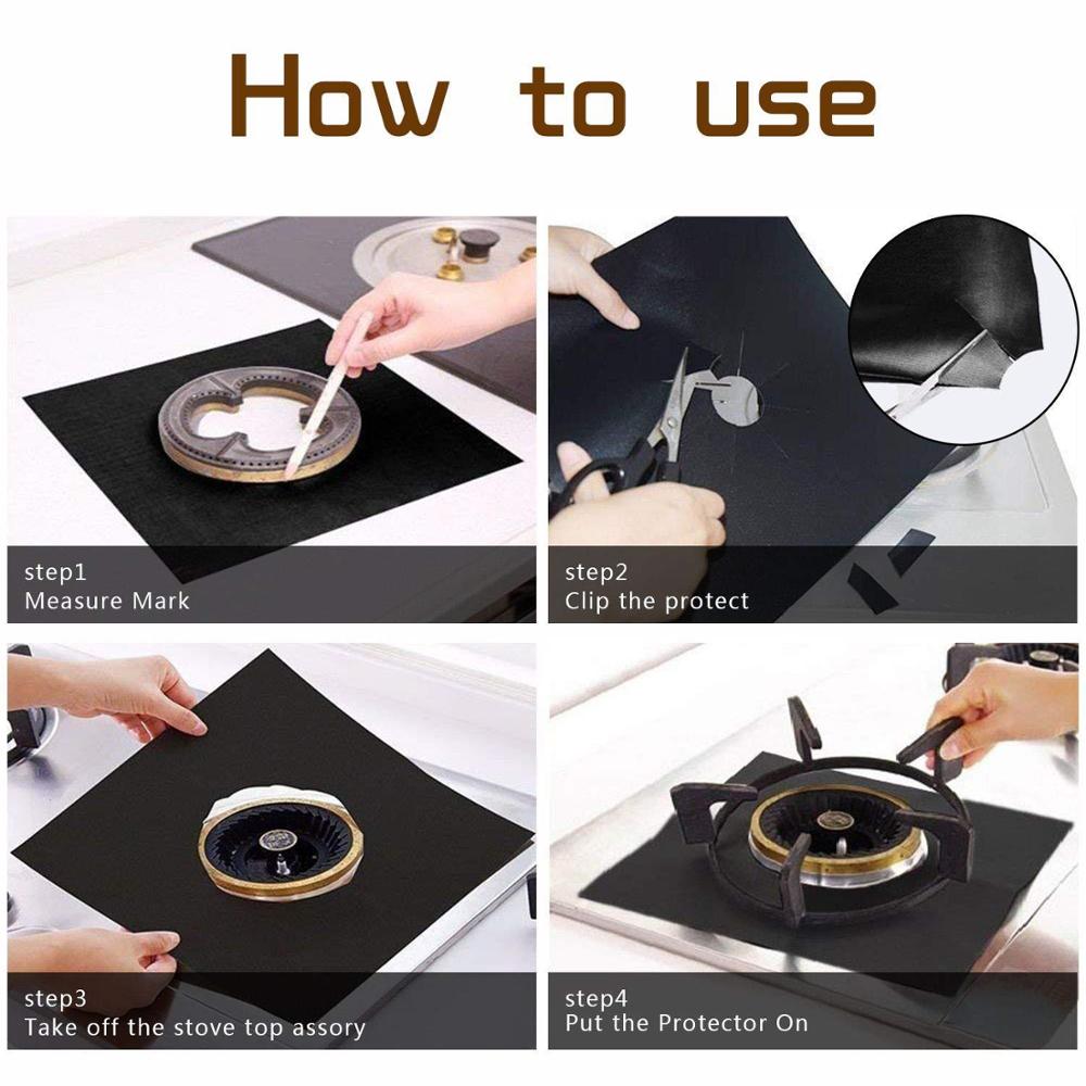 Environmental protection 4-piece reusable foil cover non stick stove burner gas stove protector mattress cleaning stove gasket