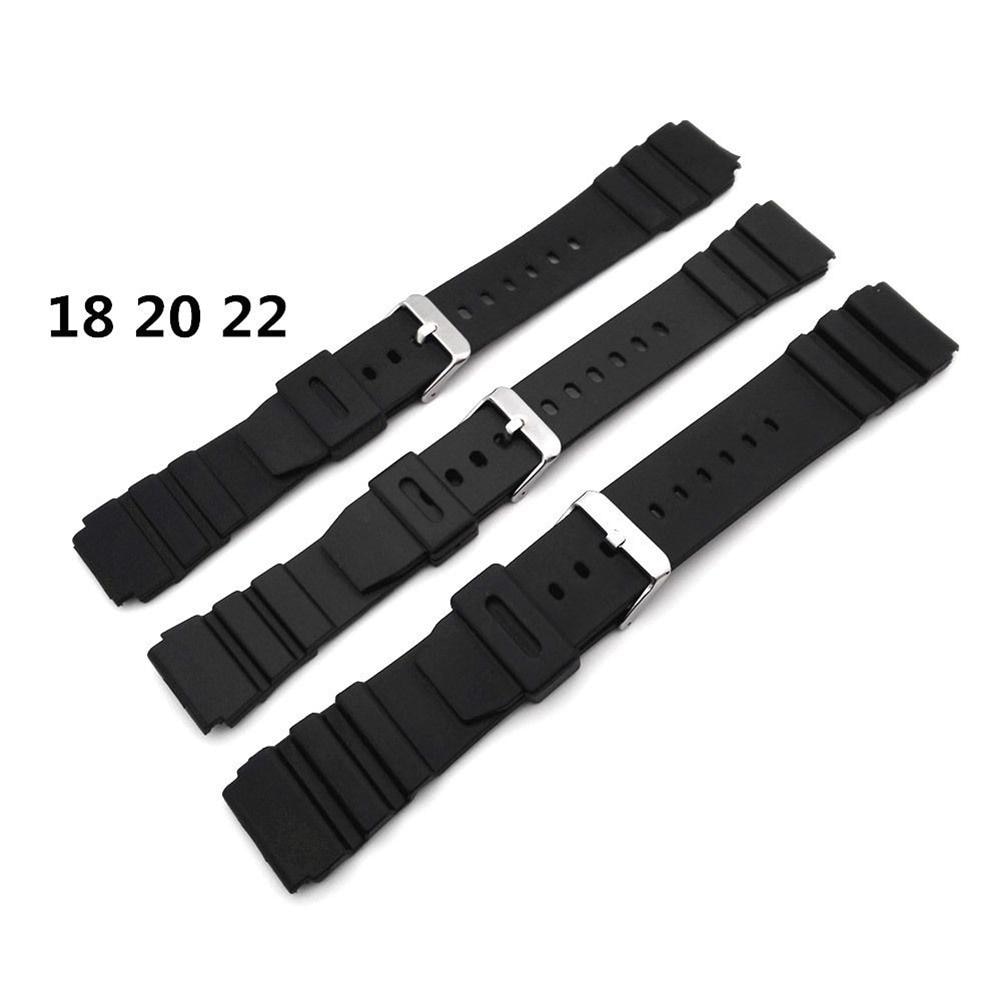 18-22Mm Mannen Black Silicone Rubber Waterdichte Sport Polshorloge Band Band Horloge Accessoires Horlogebanden Armband