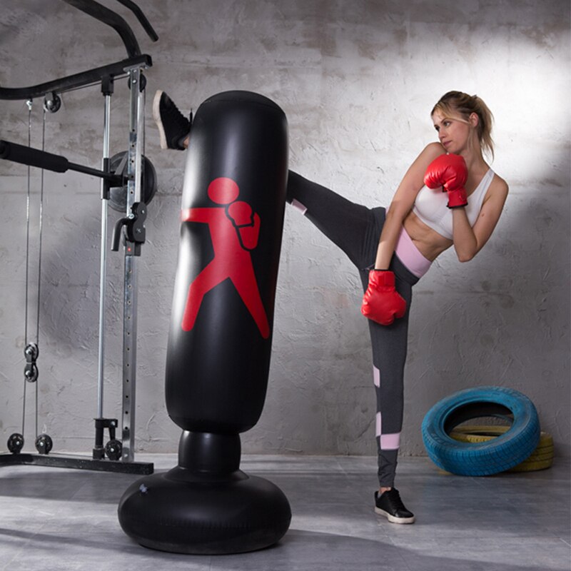 Inflatable Boxing Bag PVC Thickened Vertical Box Pillar Tumbler Fight Column Fitness Tool Decompression Inflatable Punching Bag