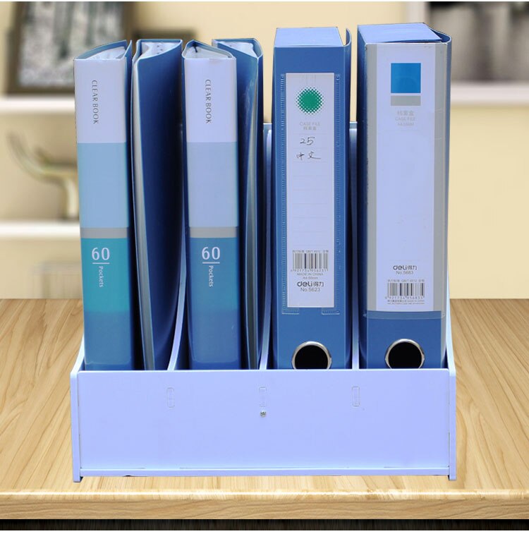 DIY wood table bookshelf office file document holder desktop Stationery Storage Organizer pen containers