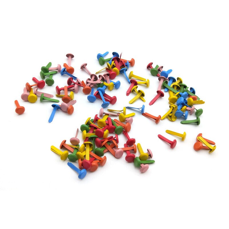 FISHWAVES 100 sztuk mieszać kolorów 6.5mm Brads dla Diy ręcznie robiony album na zdjęcia dekoracje zdobienie Scrapbooking Brads okrągłe metalowe ćwieki