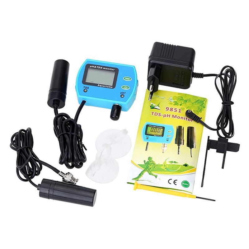 pH TDS Electrode Meter Precise LCD PH tds Monitor Aquarium SPA Swim Water Analyzer Online pH TDS Tester Green Backlit