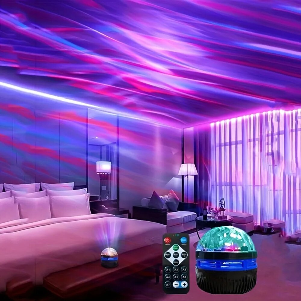 Sternenprojektor-Licht, 7 Farben, Fernbedienung, Polar--Projektion, Nachtlicht für Schlafzimmer, Heimdekoration, Zimmer, Weihnachtsfeier, Disko: Weiß