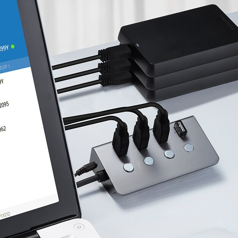 3,0 USB 4-Hafen hoch-Geschwindigkeit Hub Aluminium Legierung Unabhängige Schalter Geschmack Hub Computer Splitter Erweiterung Dock