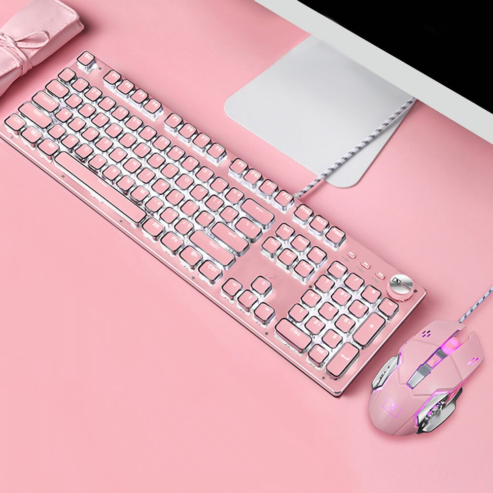 Vococal Vintage 104 Keys Gaming Mechanical Keyboard Mouse Set USB Wired 30 Light Effects Keypad Mice Combo for PC Laptop Desktop: C