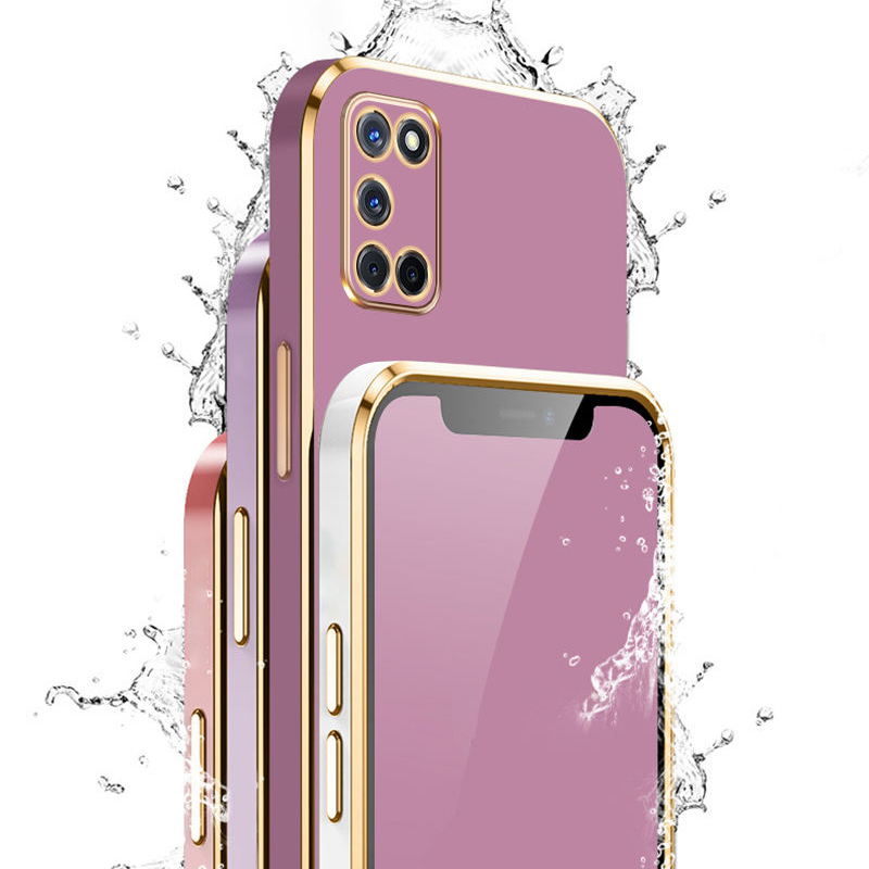 Dla OPPO A52 A72 A92 Etui Luxury Square Plating CPH2061 CPH2067 CPH2059 CPH2069 Etui na telefon a92 72 ShockProof Silicone Back Cover