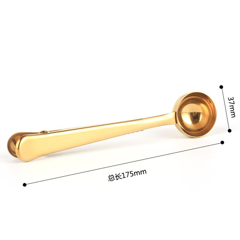 Multifuction guld kaffe te sked rostfritt stål tätning klipp pulveriserad mjölk snacks mät sked dekoration kök verktyg 1 pc: Guld-