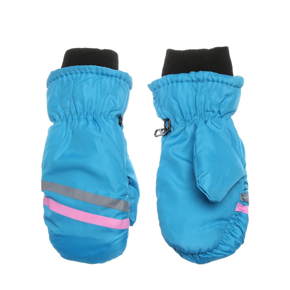 Children Winter Warm Gloves Boy Girls Ski Snowboard Windproof Waterproof Thicken Keep Warm Winter Outdoor Mitten: Blue