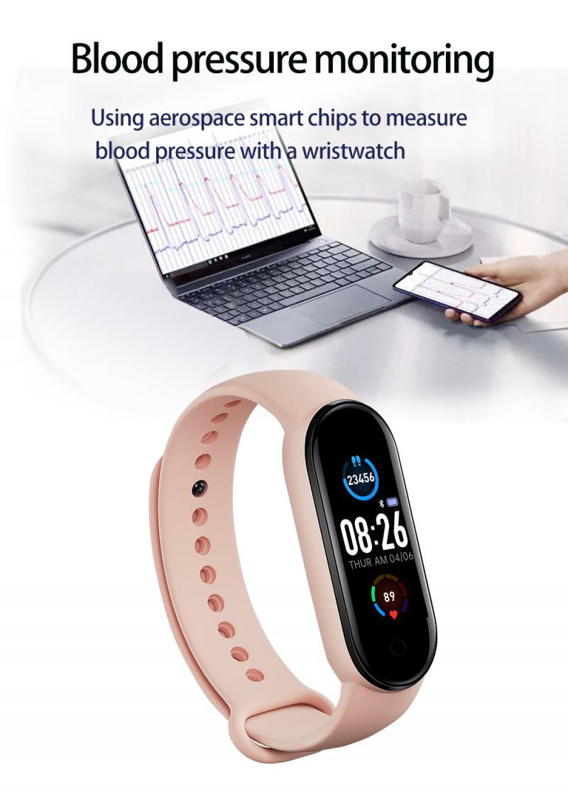 Smart Sport Band Fitness Tracker Pedometer Heart Rate Blood Pressure Monitor Bluetooth Smartband Bracelets Portable Fitness M5