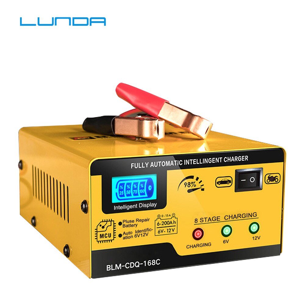 Batería de coche de 6V 12V Charger15A AGM, reparación inteligente de pulso de batería de arranque 200AH para coche, motocicleta, plomo ácido Agm, Gel húmedo