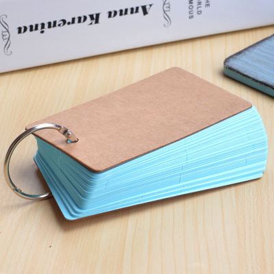 small 50 Unruled Blank Pages Notepad Word Cards, Binder Ring Easy Flip FlashCards alphabet cards for study: blue