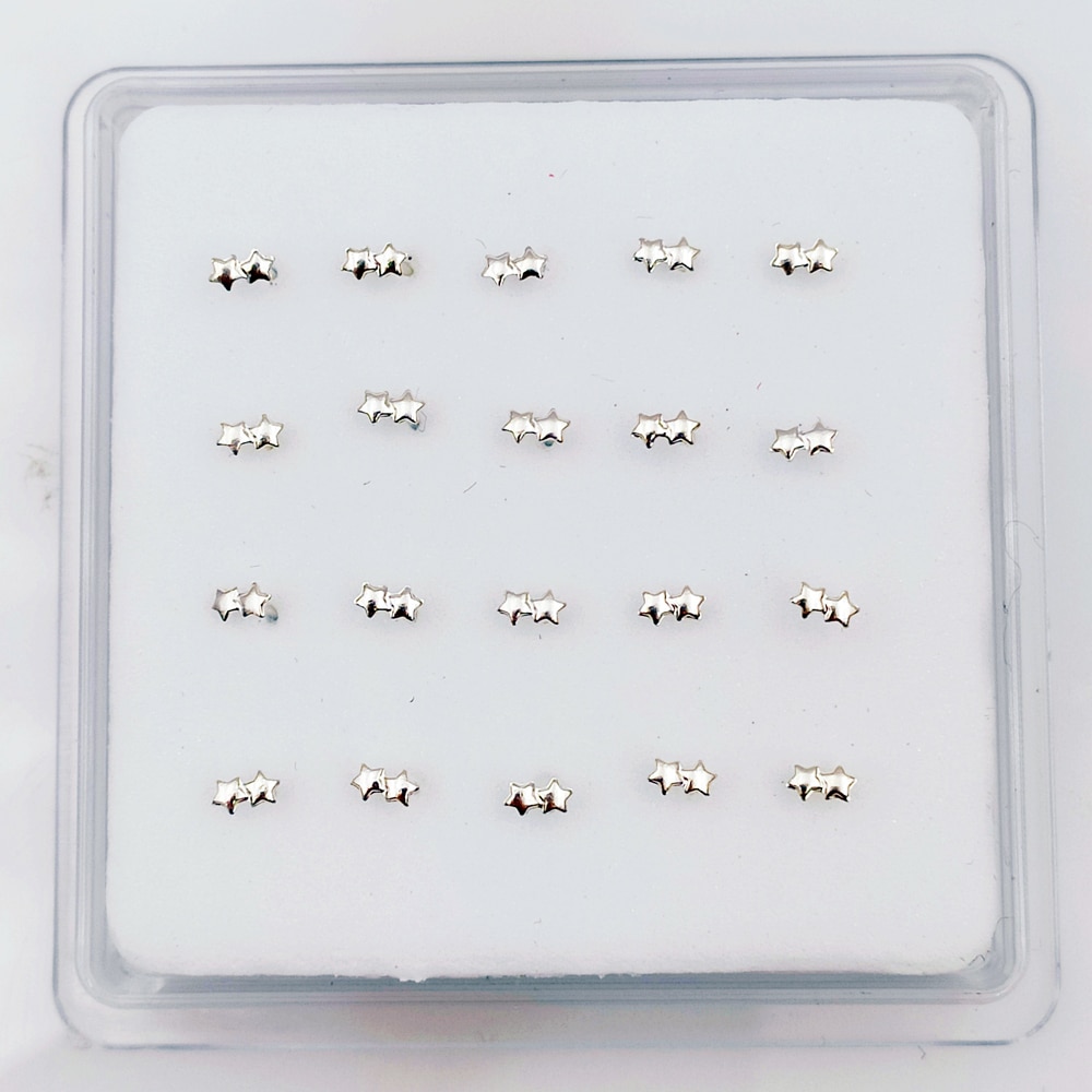 Dubbele Ster Neus Pinnen 925 Sterling Zilveren Neus Stud Piercing Nariz Lichaam Sieraden 20 Stks/pak