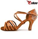 Evkoodance Brown With Rhinestone Salsa Latin Zapatos De Baile Heel Height 8cm Comfortable Latin Dance Shoes Woman Evkoo-411: 11
