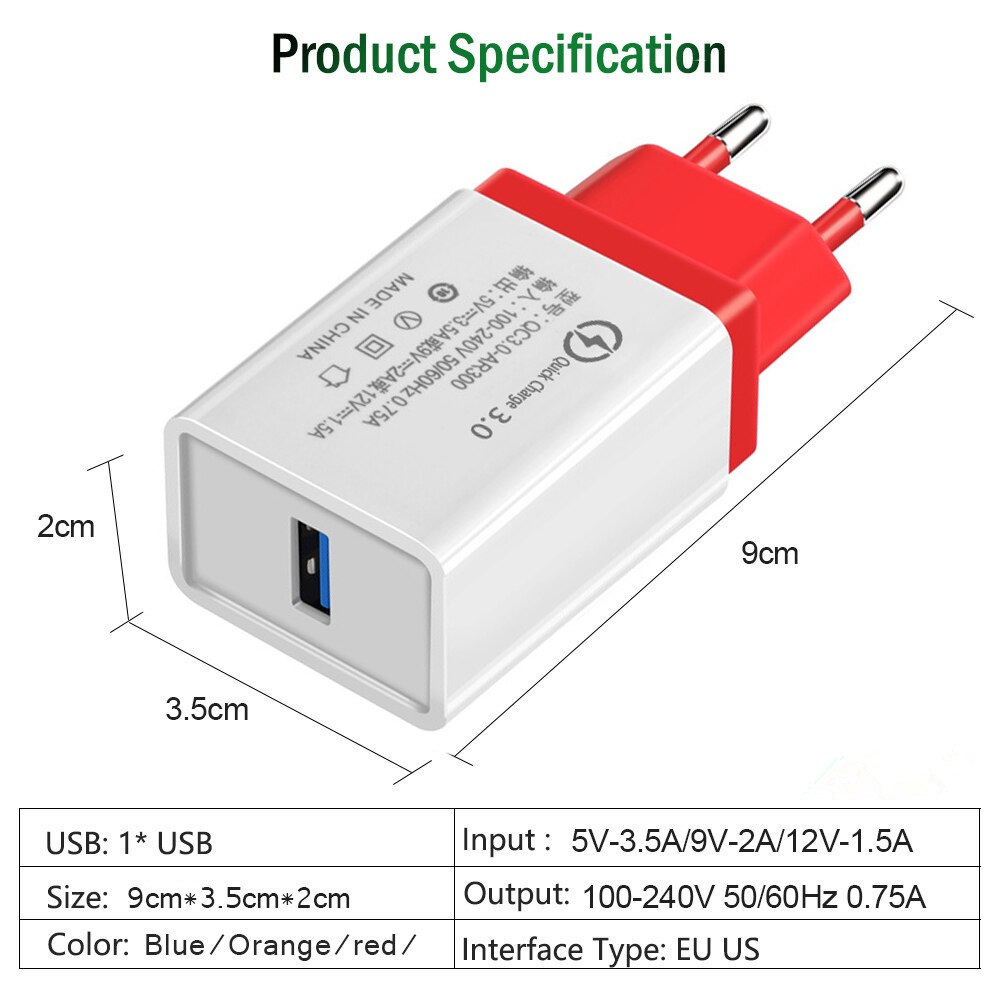 Quick Charge 3,0 USB Schnelle Ladegerät QC 3,0 USB Wand Ladegerät Adapter Telefon Ladegeräte Für iphone Xiaomi Samsung Huawei Telefon ladegeräte