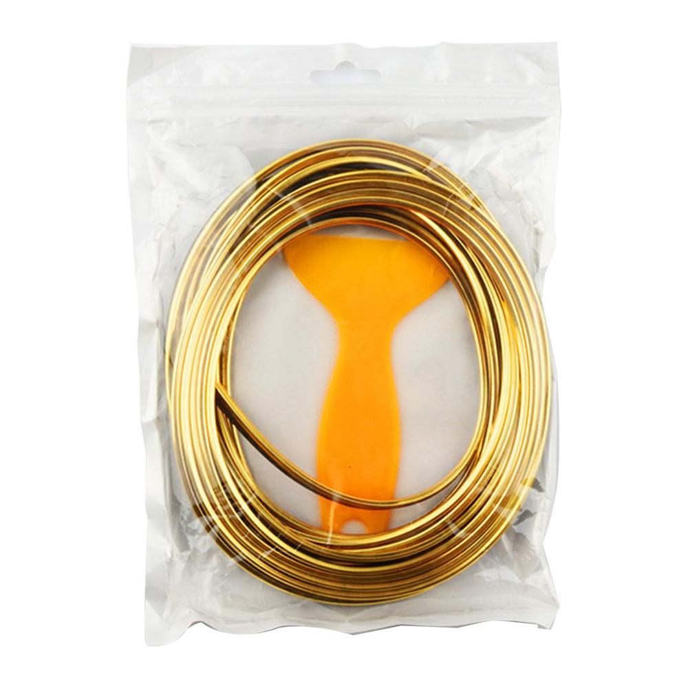 5 Meter Auto Interieur Verlichting Auto Led Strip Guirlande El Wire Rope Tube Line Flexibele Neon Licht Auto Decoratieve Verlichting: Goud