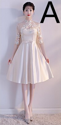 Vestidos de con mangas para damas de honor de satén color champán para adolescentes vestidos de dama de honor para mujeres para boda debajo de 100 H4270: A champagne / 4