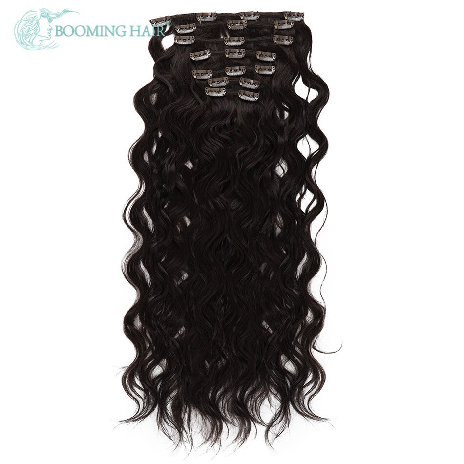 Synthetic Clip Hair Extension Natural Wave Hair Piece Natural Hair Clip Ins Black Brown And Blond For Women By BOOMING HAIR: #2