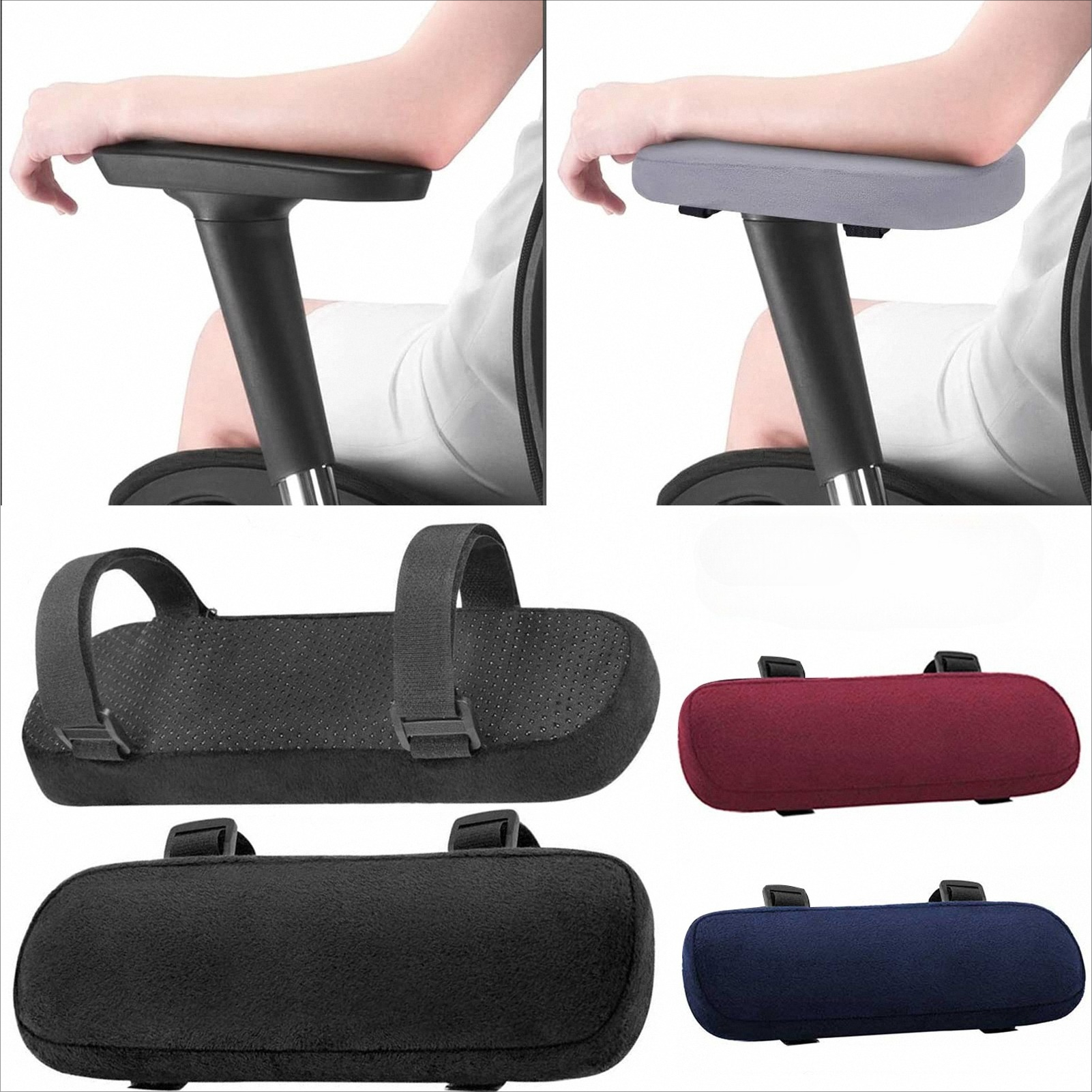 2 stk. bløde armlænshynder til pp svampeskum til hjemme-/kontorstole, armlænsbetræk til computerspil, albuehynder, aftagelige og vaskbare