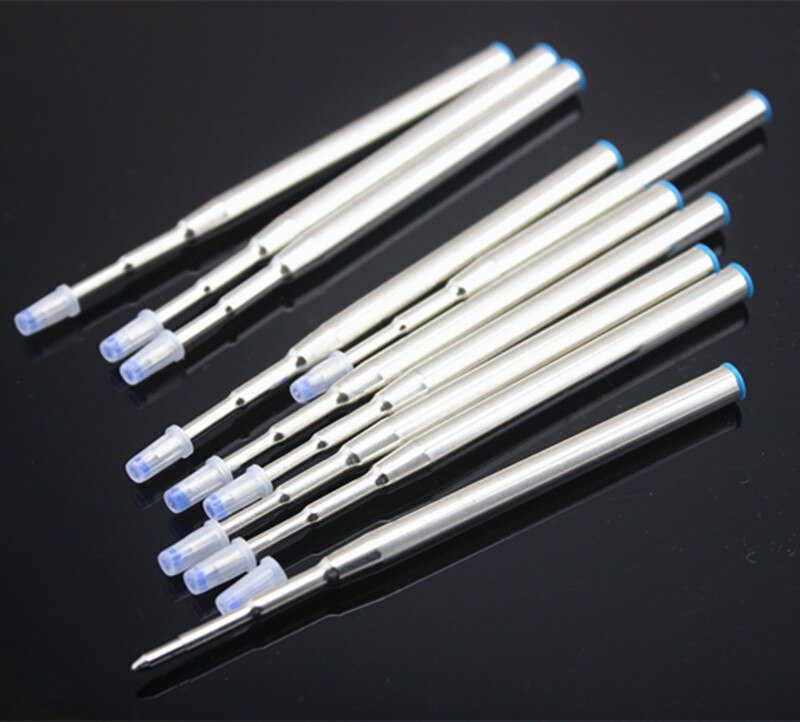 10pc/  mb special metal kuglepen refill længde 9.8cm kontor &amp; skole blyanter skrive metal pen refills: 10 stk blå