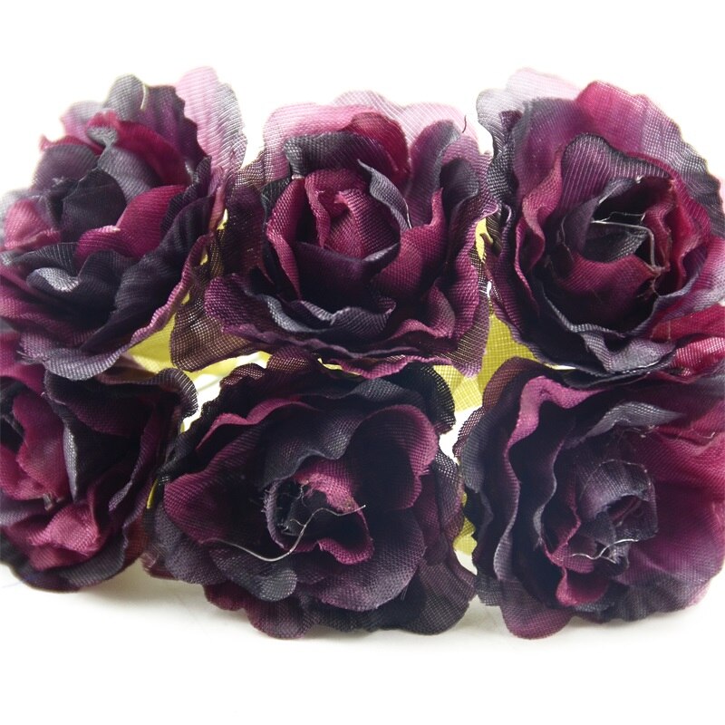 6 stuks van zijde handgemaakte kunstmatige boeket bruiloft decoratie familie tuin thee tafel vaas bloemstuk DIY walnoot decal: Purple