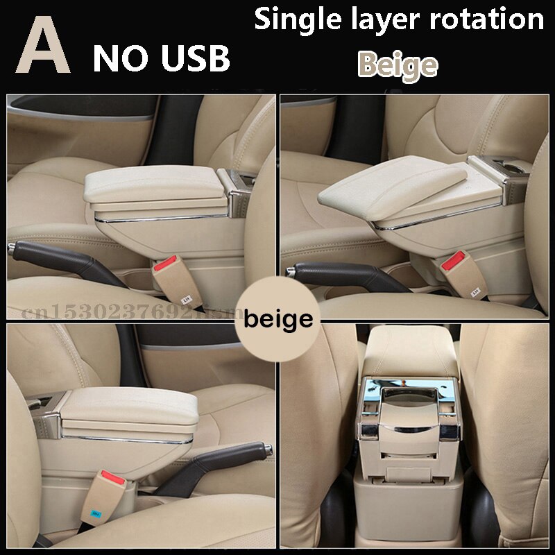 Para MINI Cooper R50 R52 R53 R56 R57 R58 F55 F56 F57 compatriota R60 F60Central reposabrazos caja de almacenamiento de accesorios de modificación: A  beige  No USB