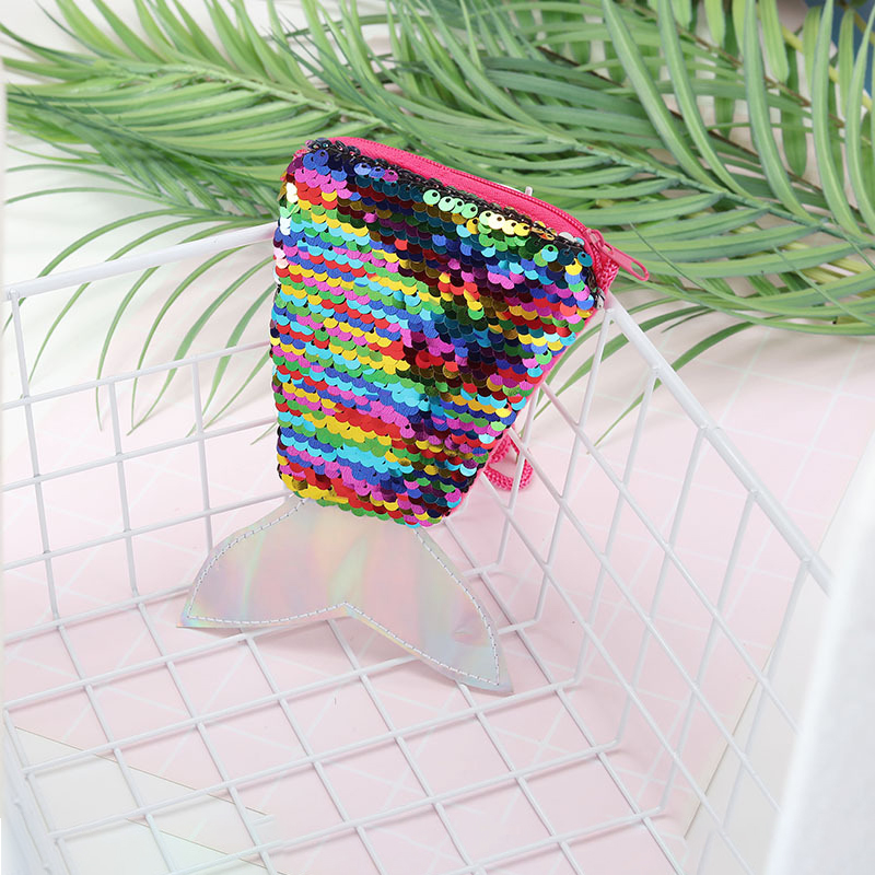 Fish Tail Rainbow Gold Sequins Package Children Fishtail Female Phone Headset Data Cable Bag Kid Toys